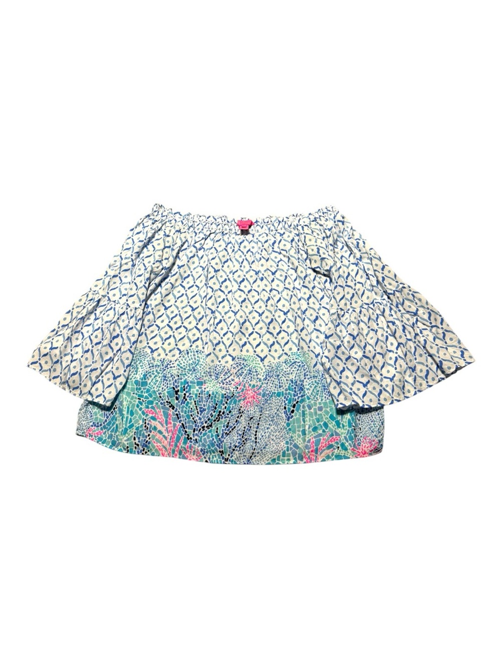 Lilly Pulitzer Sea La Vie Nevie Off-The-Shoulder Top Small with 3/4 bell sleeves - Picture 9 of 11